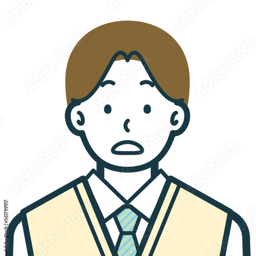 キョトンとした顔の男子高校生のバストショット3