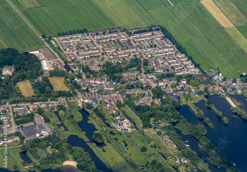 Aerial view of the town Nederhorst den Berg in the Netherlands photo