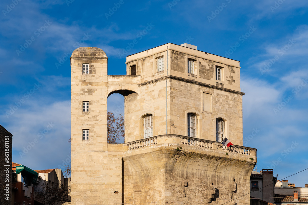 Landscape view of historic landmark Tour de la Babote or Babotte, ancient observatory of Montpellier, France