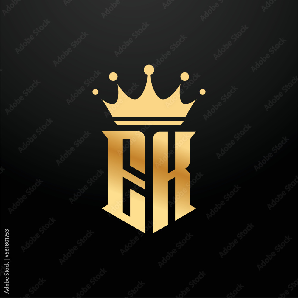 elegant initial EK letter with crown logo vector, Creative Lettering ...