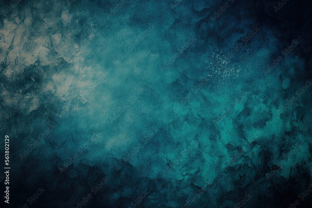 Beautiful grunge grey blue background. Panoramic abstract decorative dark background. Wide angle rough stylized mystic texture wallpaper with copy space for design. Generative AI