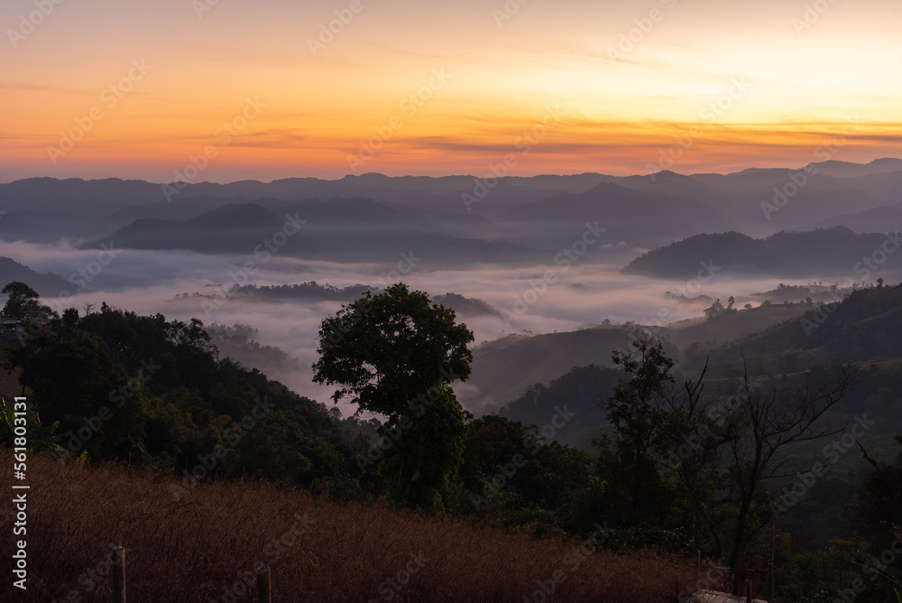 Mountian range landscape look from view point of Montawan Mountain