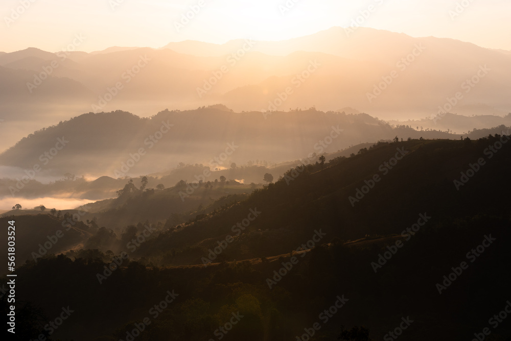 Mountian range landscape look from view point of Montawan Mountain