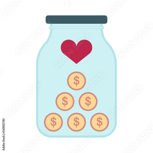 Donation, charity foundation concept with heart. Vector illustration