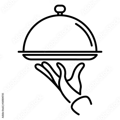 Tray of Food line icon. Covered plate outline vector illustration