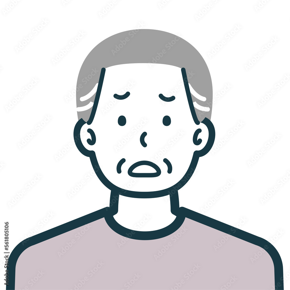 Fototapeta premium 困り顔の私服シニア男性のバストショット