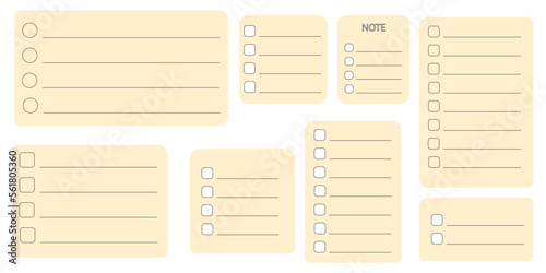 A set of notes collection of cute blank sticky notes. Vector illustration.