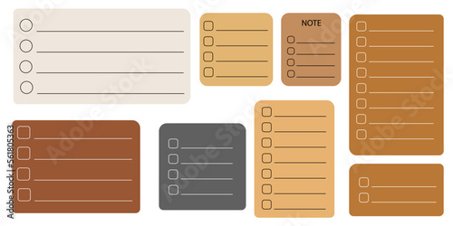 A set of notes collection of cute blank sticky notes. Vector illustration.