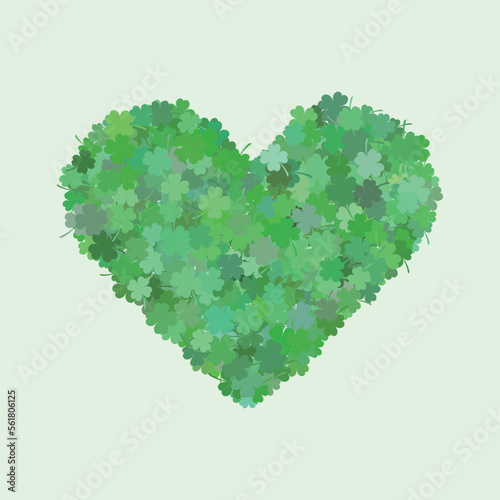 Saint Patricks Day vector design element. Green heart of the lucky clover or shamrock. Ireland symbol, Irish love