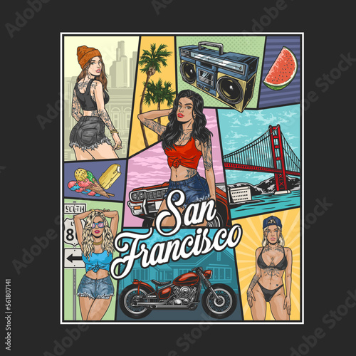 San Francisco city colorful poster