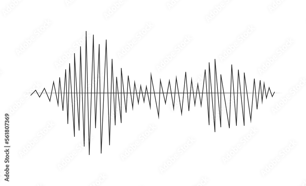 Sound wave with black lines signal for audio and song equalizer. Illustration in graphic design isolated