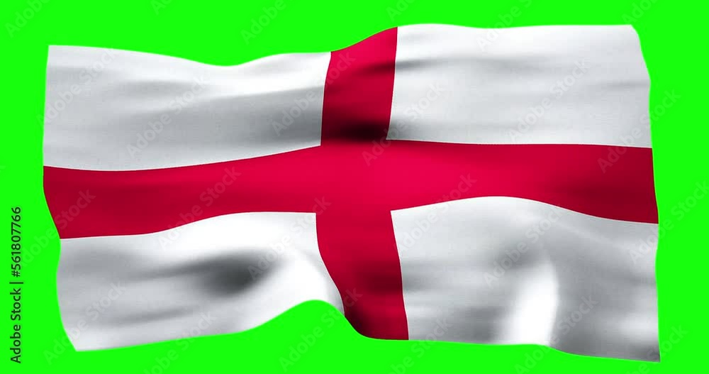 Flag of England realistic waving on green screen. Seamless loop animation with high quality Flag of England realistic waving on green screen. Seamless loop animation with high quality