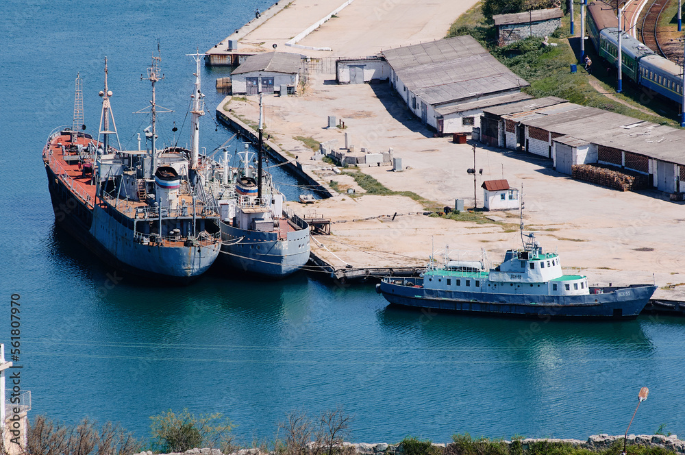 Naklejka premium Russian ships in Sevastopol harbour, Ukraine.