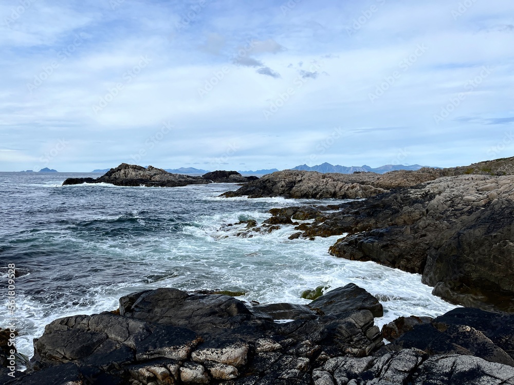 Amazing rocky ocean bay, rocky coast, huge stones, seascape, cloudy sky, Nordic seascape Amazing rocky ocean bay, rocky coast, huge stones, seascape, cloudy sky, Nordic seascape