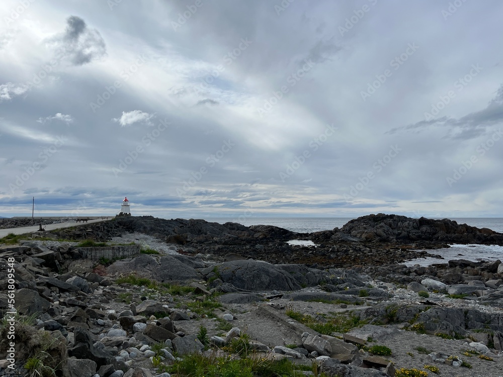 Amazing rocky ocean bay, rocky coast, huge stones, seascape, cloudy sky, Nordic seascape Amazing rocky ocean bay, rocky coast, huge stones, seascape, cloudy sky, Nordic seascape