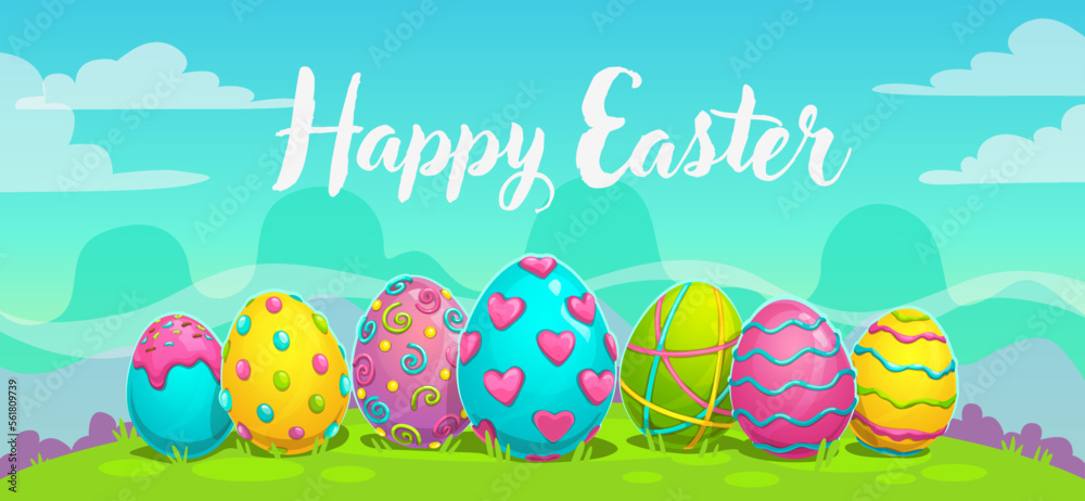 Happy Easter greeting card. Holiday vector banner.