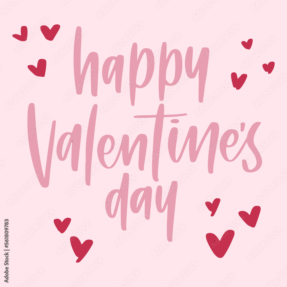 Vector inscription Happy Valentine's Day with hearts