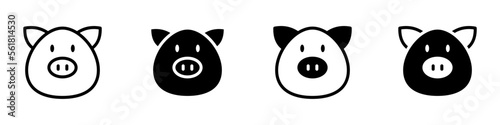 Conjunto de iconos de cabeza de cerdo. cara de animal. Rostro de cerdo. Ilustración vectorial