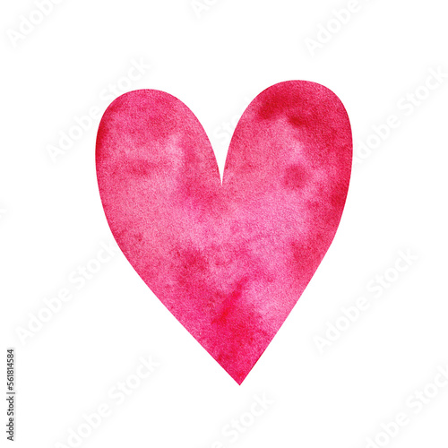 pink watercolor heart. Valentine's Day. doodle illustration.