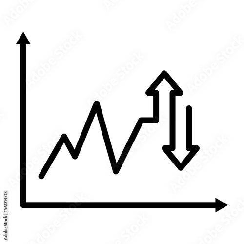 Icono de diagrama de estadísticas. Crecimiento y decrecimiento de ganancias. Ventas. Ilustración vectorial