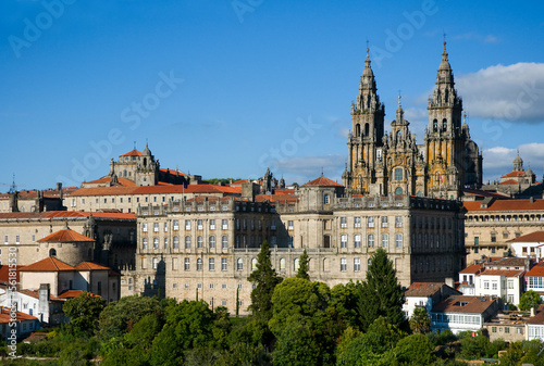 The skyline of Santiago de Compostela with cathedral dominating