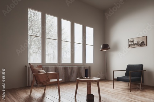 Beautifully Decorated Room with A window and furniture  Background Image. Genarative AI