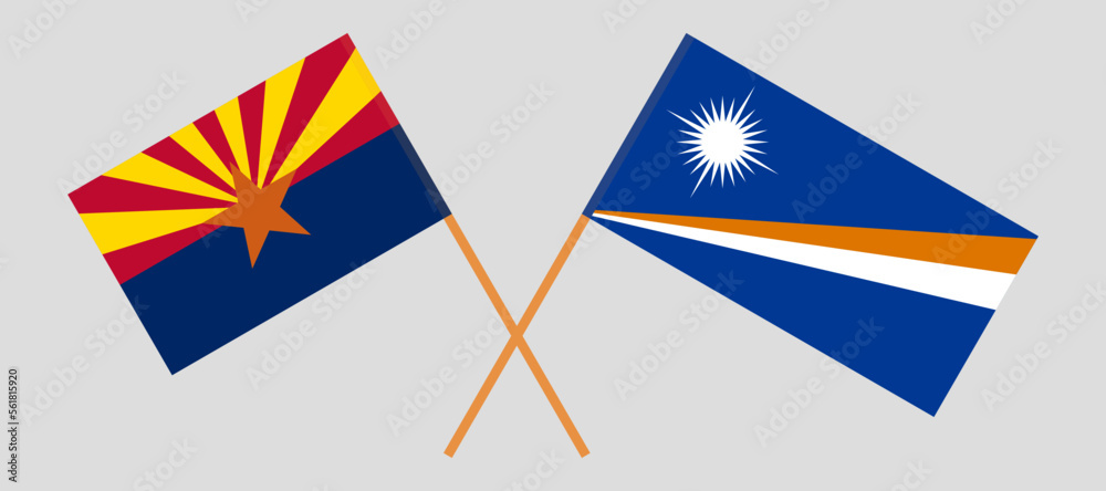 Crossed flags of the State of Arizona and Marshall Islands. Official colors. Correct proportion Crossed flags of the State of Arizona and Marshall Islands. Official colors. Correct proportion