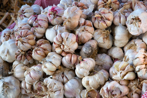 Garlic cloves for sale in a street market in Porto, Portugal