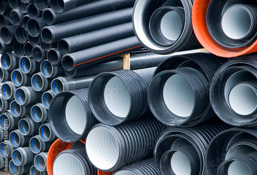 Corrugated drainage pipes ready for a construction project in Norway