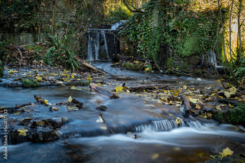 jesienna rzeka w parku ,wodospady