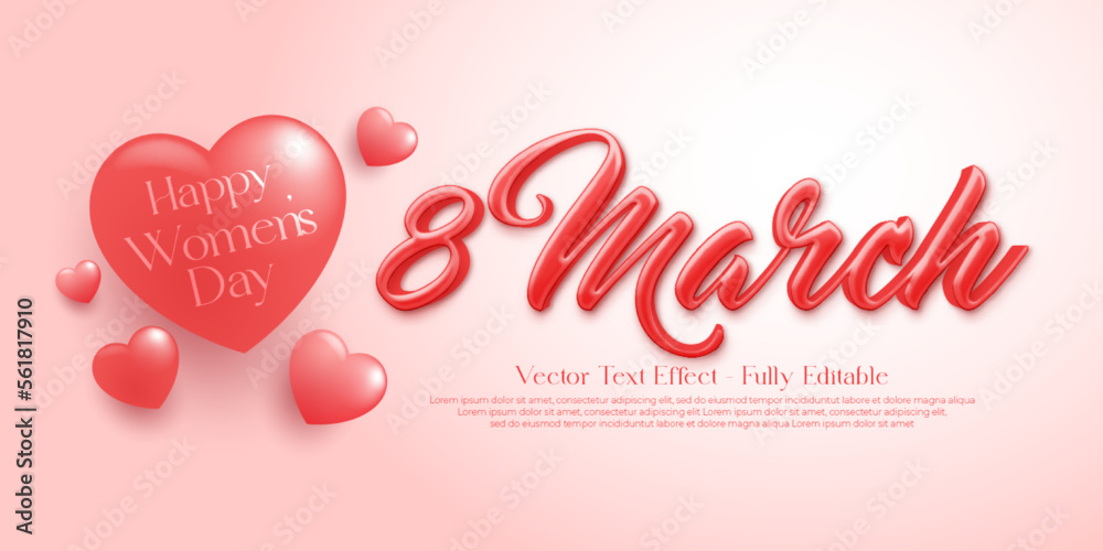 Awesome banner women's day template with heart 3d decoration
