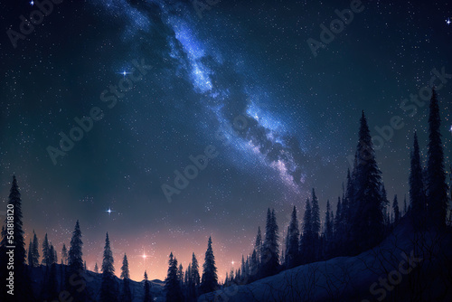 Beautiful view of starry sky at night. Generative AI
