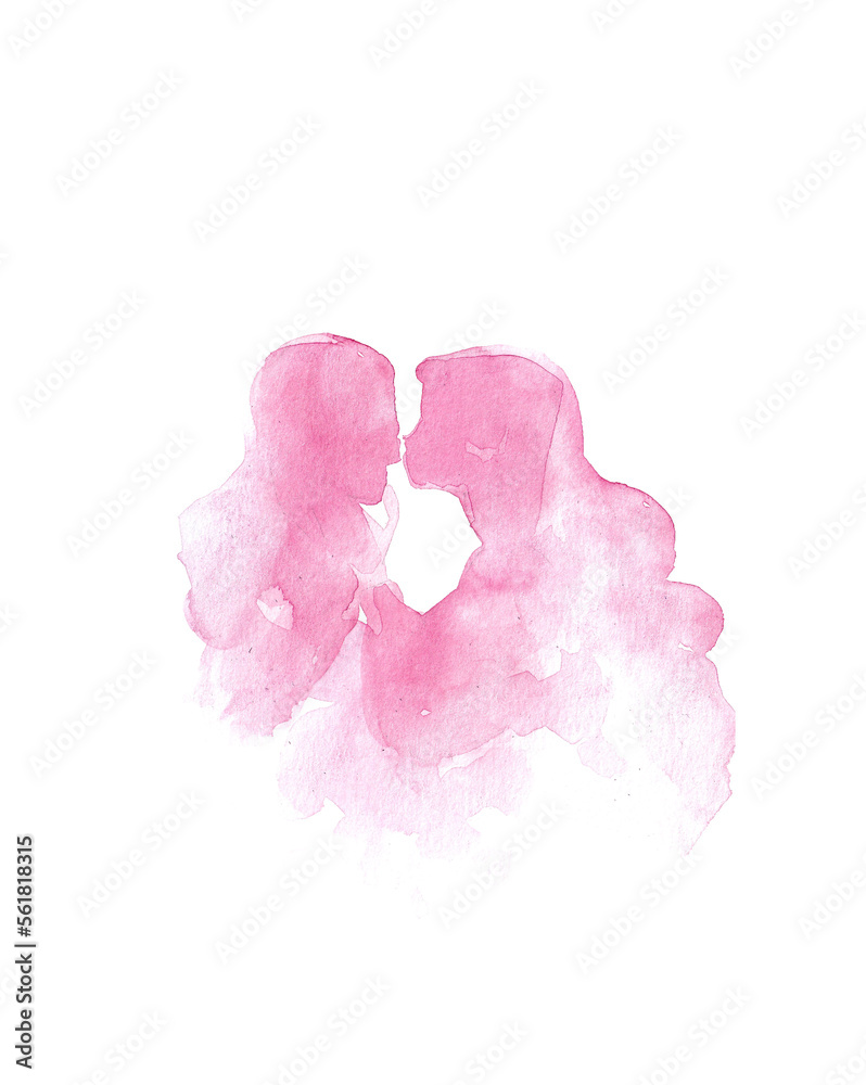 couple in love. Valentine's Day. abstract watercolor illustration. for printing postcards, posters, prints.