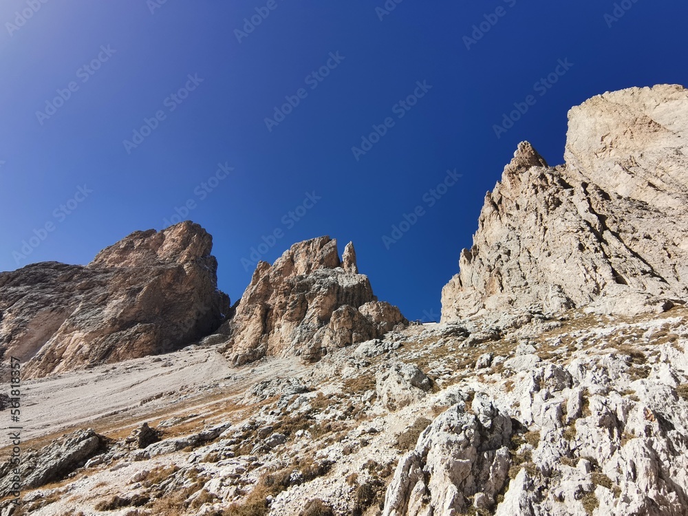 langkofel view from sella mountain pass