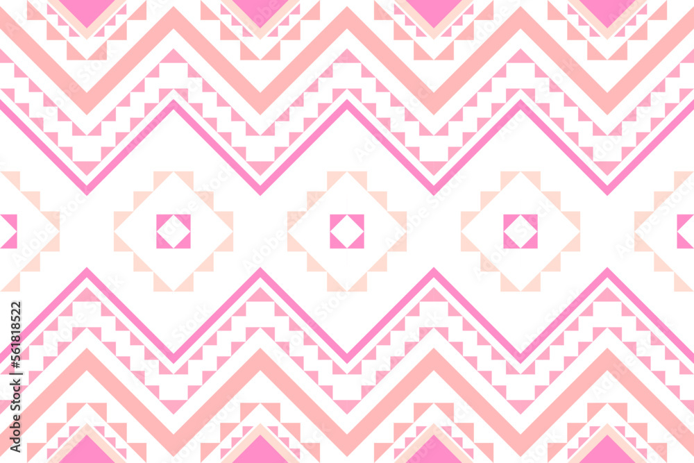 Geometric ethnic pink color pattern traditional Design for background,carpet,wallpaper,clothing,wrapping,fabric,Vector illustration.embroidery style.
