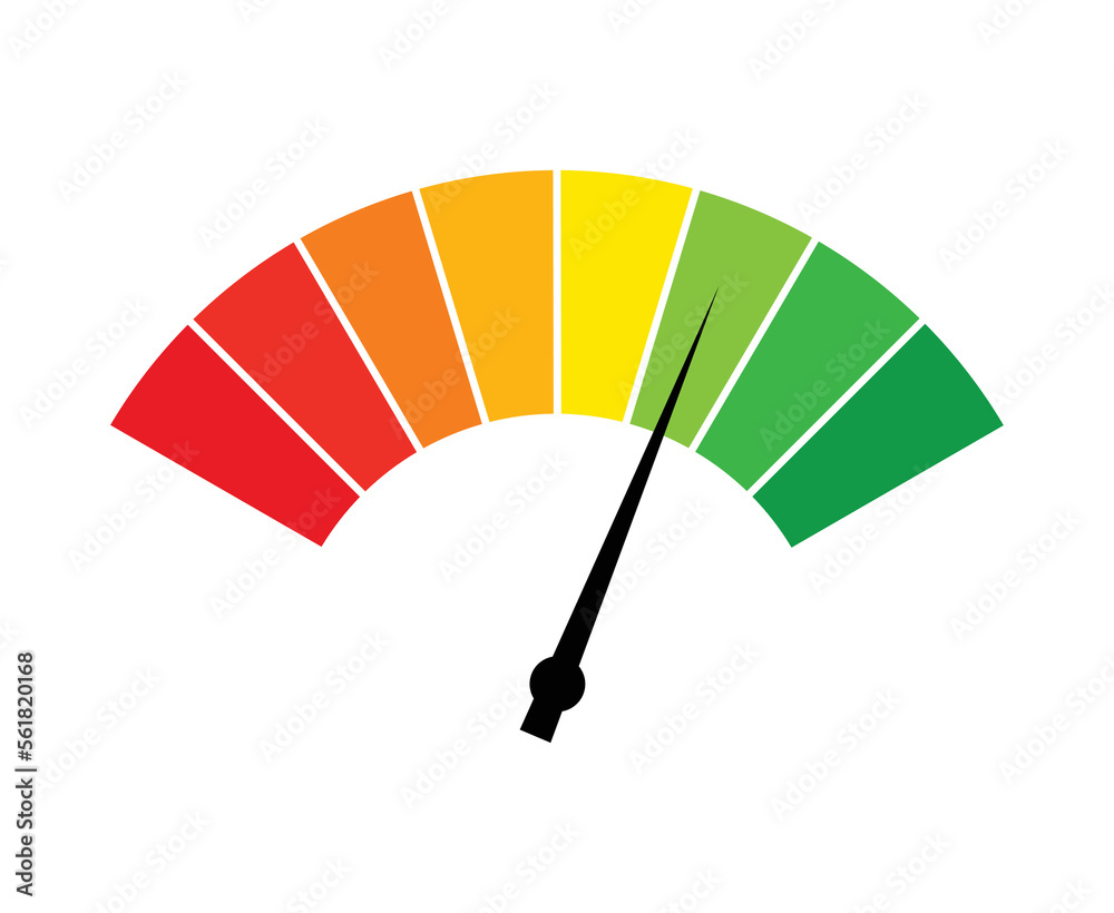 Round display indicator. Color measuring gauge with dial showing