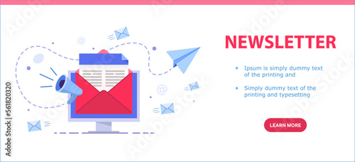 Newsletter subscription. Banner web site online marketing and business.