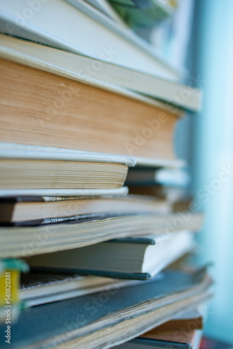 A stack of books in the detail