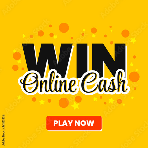 Win Online Cash Play Online Games Web Banner Template Design Vector