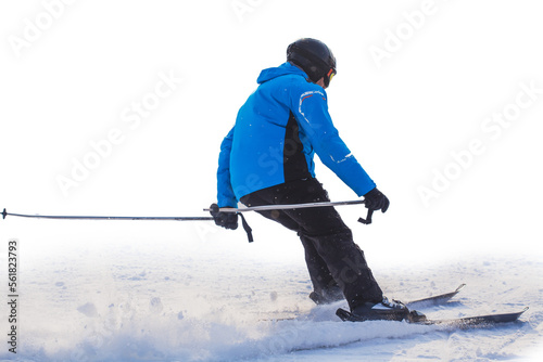 Man skier on a slope in the mountains isolated photo