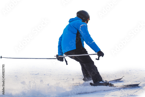 Man skier on a slope in the mountains isolated