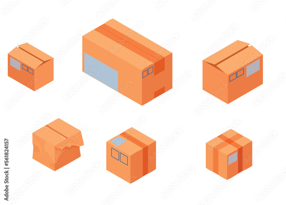 Delivery drones carry and stack boxes isometric illustration. White modern quadrocopters ship sort yellow vector boxes fast loading delivery goods by mobile robotic devices .