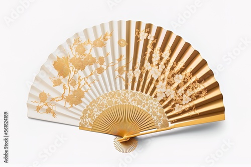 Chinese hand fan, folding paper or silk blower, as a solitary, portable trink...