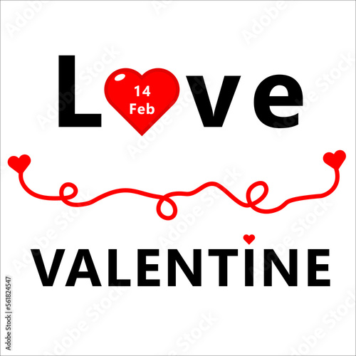 Love valentine word with heart, sweet valentine's day word