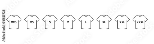 T-shirt size iocn set.  Size from XXS to XXXL. Vector EPS 10