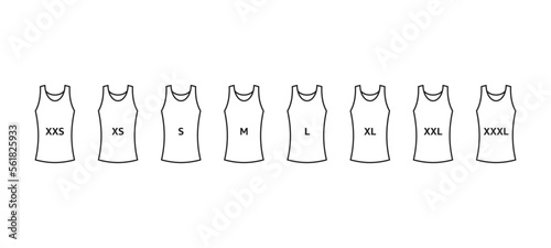 T-shirt size iocn set.  Size from XXS to XXXL. Vector EPS 10
