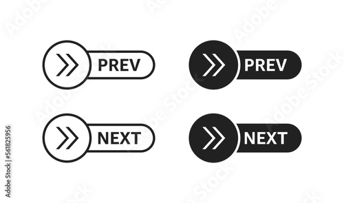 Previous and next button set. Web buttons with arrow. Vector EPS 10