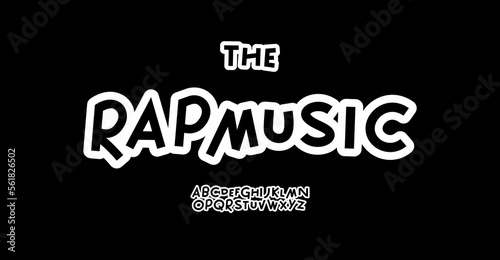 Cool playful alphabet, lively funky letters, black friendly font for street music logo, doodle headline, teenage phrases, comic art book typography. Vector typographic design