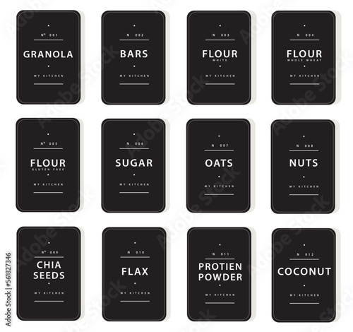 Jar Container Organization Labels for Spices Snacks and Baking - White