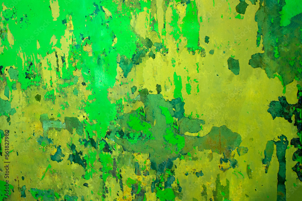 Fototapeta premium Textured green rough rusty dirty surface of a piece of steel